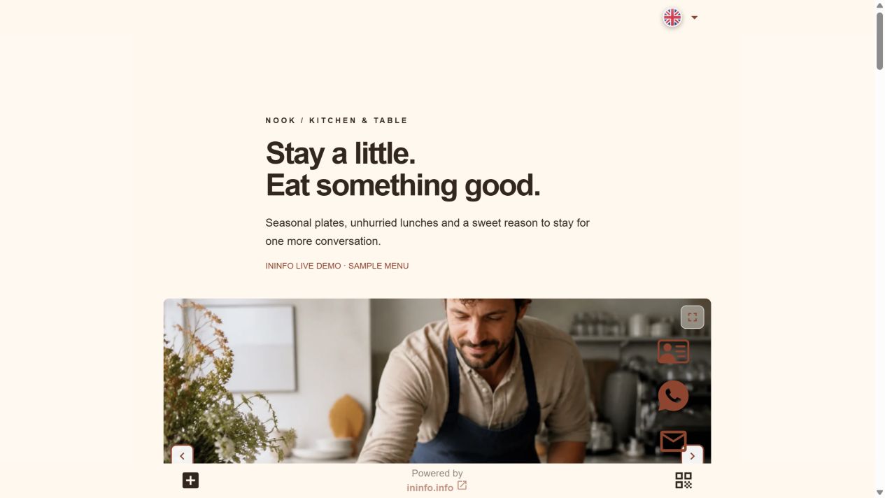 Demo café website: Nook